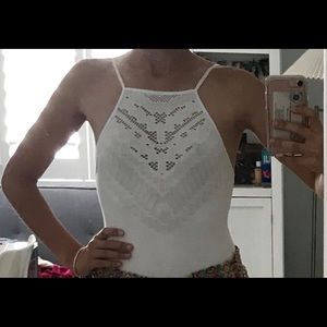 FREE PEOPLE White Patterned Body Suit